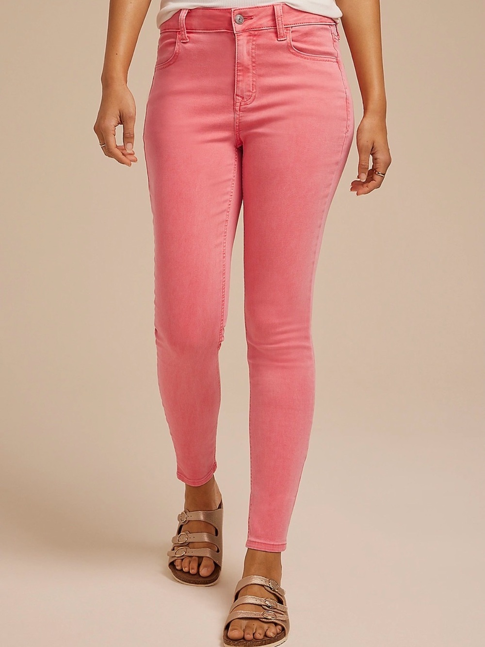 Maurices Coral Pink High-Rise Skinny Jeans